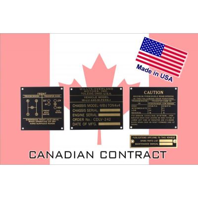 PLAQUES NOMENCLATURE WILLYS LAITON CANADIAN CONTRAT