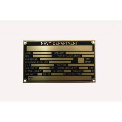 PLAQUE LAITON DE VEHICULE US NAVY