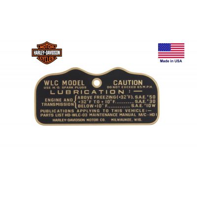 PLAQUE MOTO HARLEY TYPE WLC EARLY