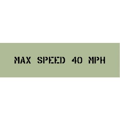 POCHOIR TABLEAU "MAX SPEED 40 MPH"