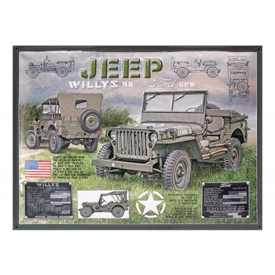 PLAQUE JEEP EN TOLE EMBOUTIE