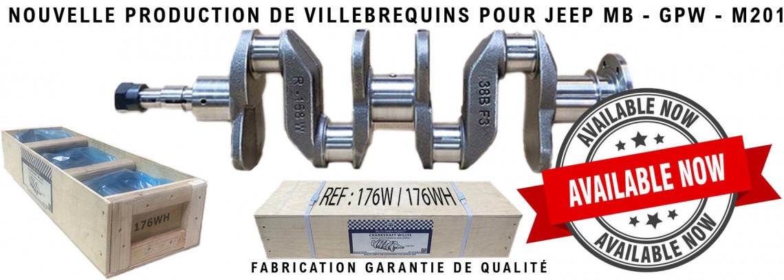 VILEBREQUIN MOTEUR JEEP MB - GPW  NEUF