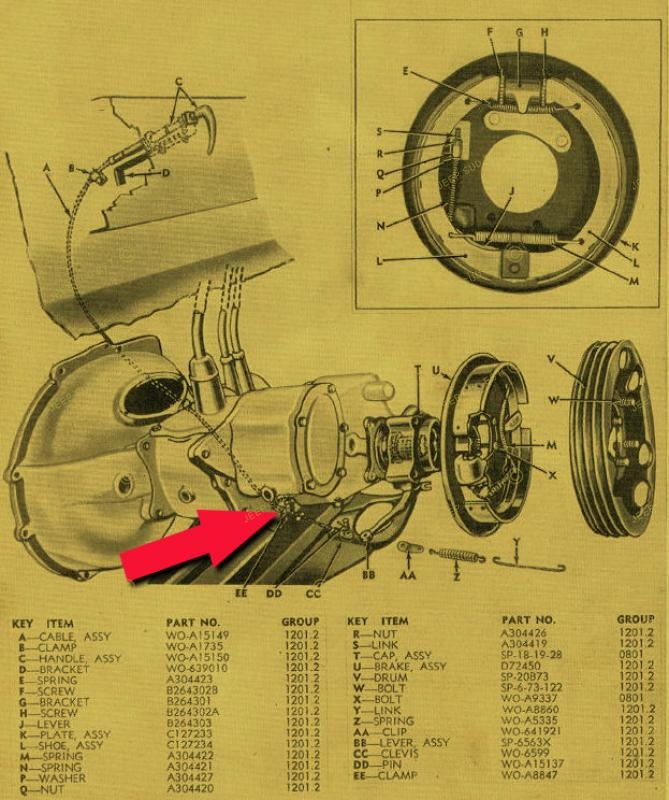 ARRET GAINE DU CABLE SUR TRAVERSE BT FORD GPW, Frein à ... 2007 jeep rubicon wiring diagrams 