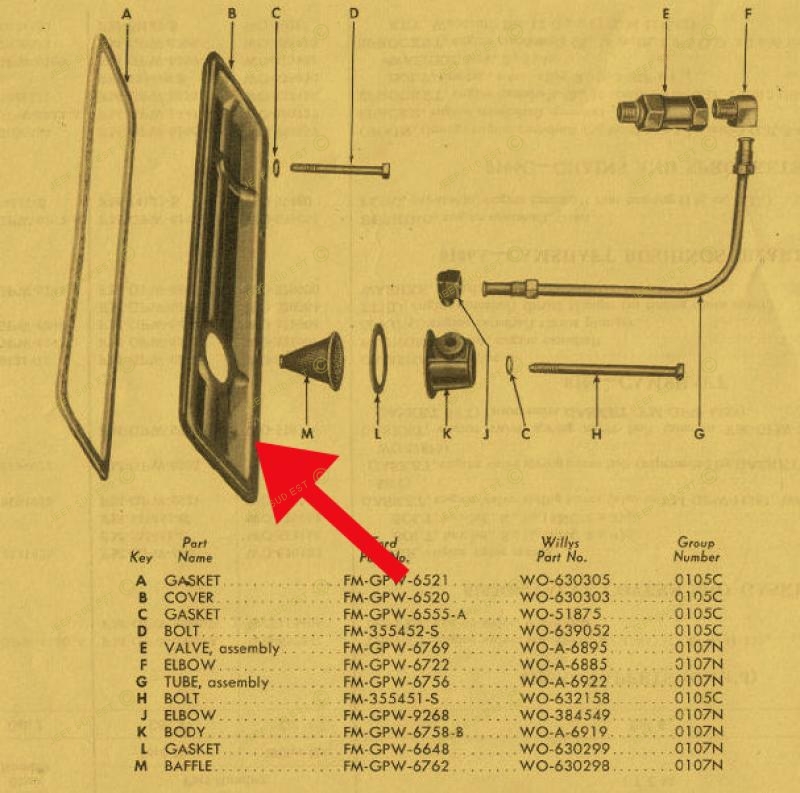 COUVERCLE CACHE POUSSOIR SOUPAPE NOS US, Moteur Jeep MB/GPW/M201, JEEP