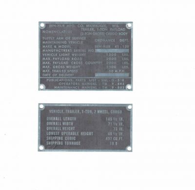 PLAQUE REMORQUE 1T BEN HUR 2ND TYPE