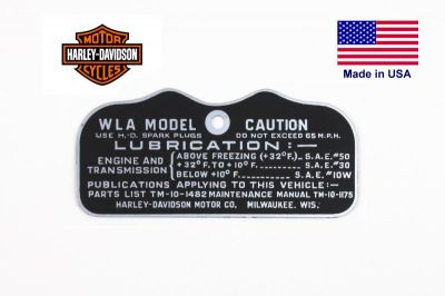 PLAQUE MOTO HARLEY TYPE WLA LATE