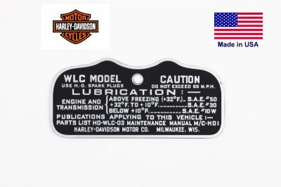 PLAQUE MOTO HARLEY TYPE WLC LATE