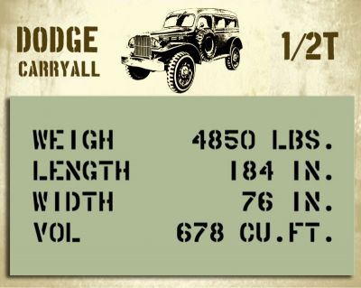 POCHOIR SHIPPING MARQUAGE DODGE 1/2T CARRYALL