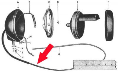 FAISCEAU COMPLET DU PROJECTEUR BO D'AILE US