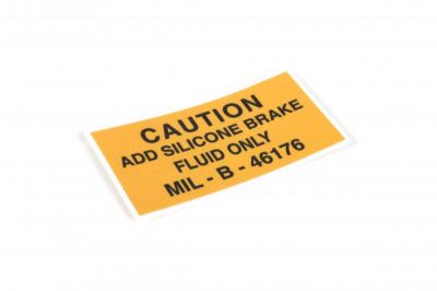 AUTOCOLLANT CAUTION ADD SILICON BRAKE FLUID ONLY
