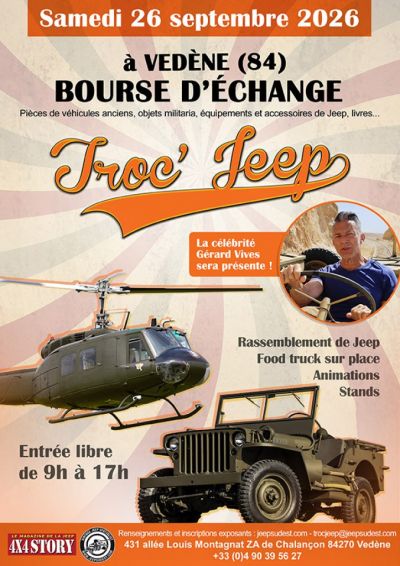 TROC'JEEP<br>Samedi 26 Septembre 2026<br>POUR PARTICPER A LA BOURSE<br>ACHETEZ VOTRE <br>EMPLACEMENT ICI<br>1 quantité = 1 mètre linéaire