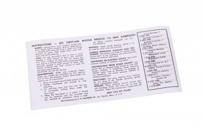 ETIQUETTE COUVERCLE BOITE FIRST AID