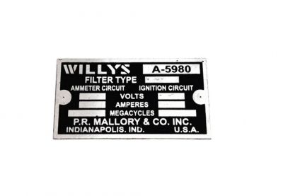 PLAQUE DE FILTRE RADIO WILLYS