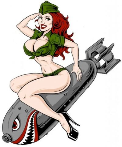 AUTOCOLLANT PIN'UP US BOMBE AWAY 