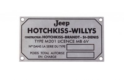 PLAQUE CONSTRUCTEUR ALU HOTCHKISS M201 6V